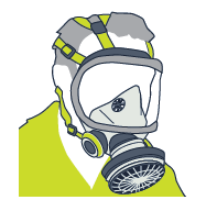 [image] Person wearing a full-face respirator (cartridge)