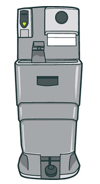 [image] illustration of a portable hand washing station with tap, soap and paper towels