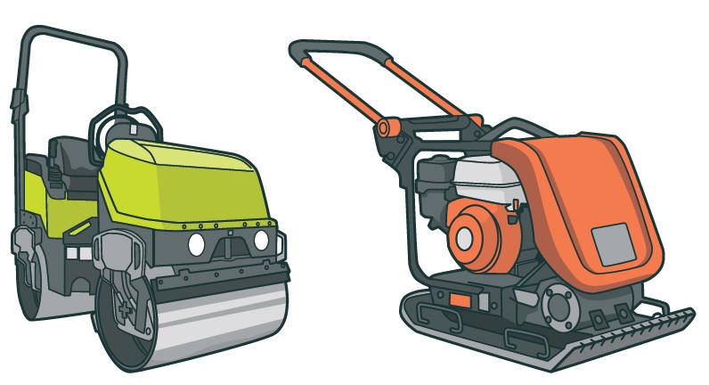[image] illustration of a steam roller and a compactor