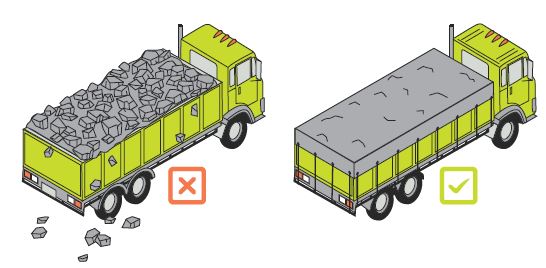 [Image] Figure 74: Cover loose bulk loads when travelling on a public road