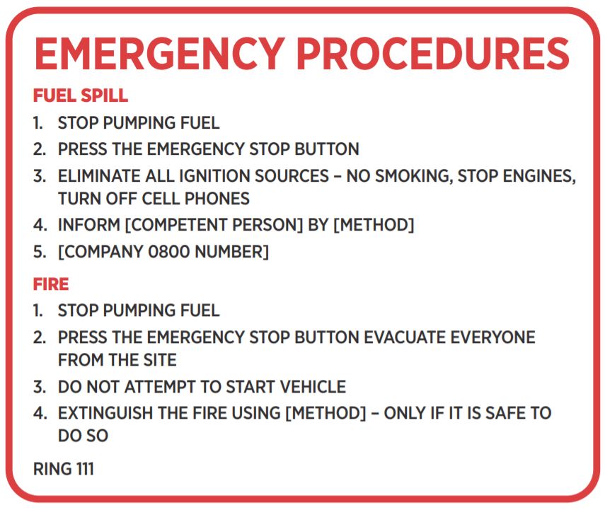 [image] example of emergency procedures sign. 
