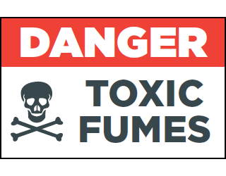 [image] Warning sign showing two crossed bones and skull with text saying danger, toxic fumes