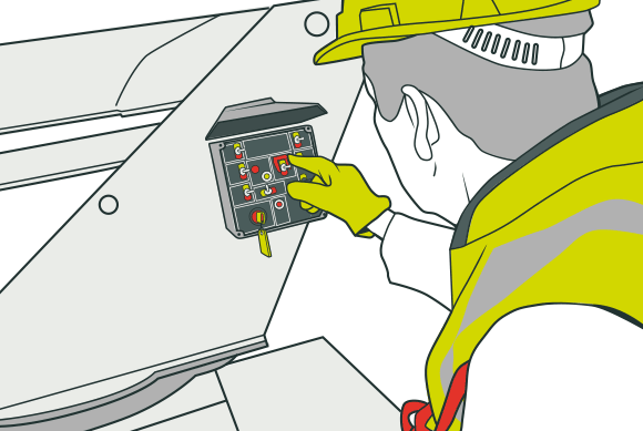 [image] An operator checks the MEWP's controls before starting work