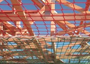 [image[] View beneath safety nets joined together by lacing
