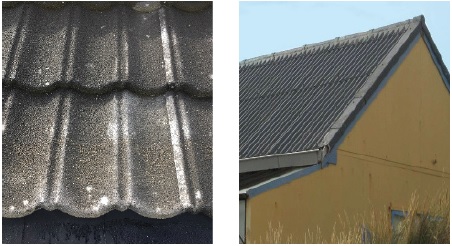 Safety alert metal tiles that contain asbestos
