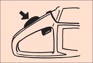 [Image] Throttle control lockout with a black arrow showing the lockout in the lock position. 