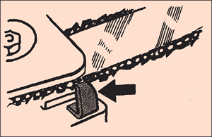 [Image] Black arrow indicates chain catcher next to chain. 