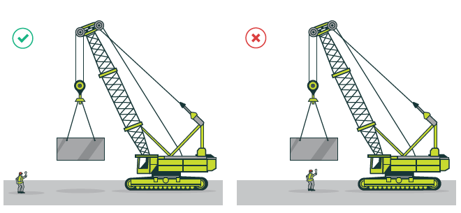 [image] Comparison images of two people, one standing under a crane holding a block and one not