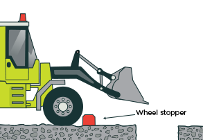 [image] Wheel stopper preventing bulldozer from moving forward