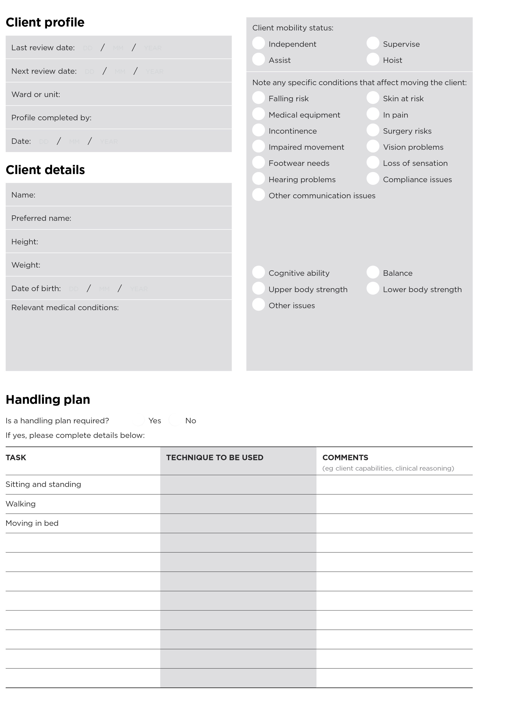 [image] Moving and Handling in Health client profile