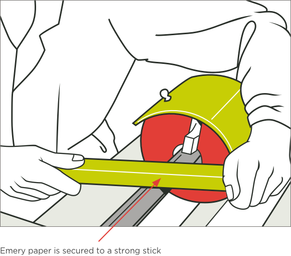 Figure 2: Emery paper is secured to a strong stick