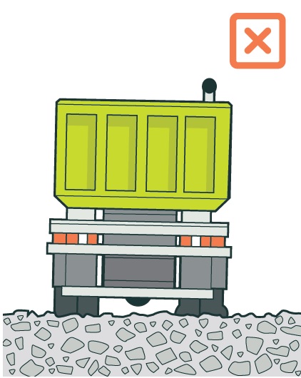 [image] illustration of a the back of a truck on rocky ground with one deflating tyre