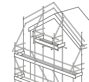 [image] Diagram showing roof edge protection scaffolding at gable ends