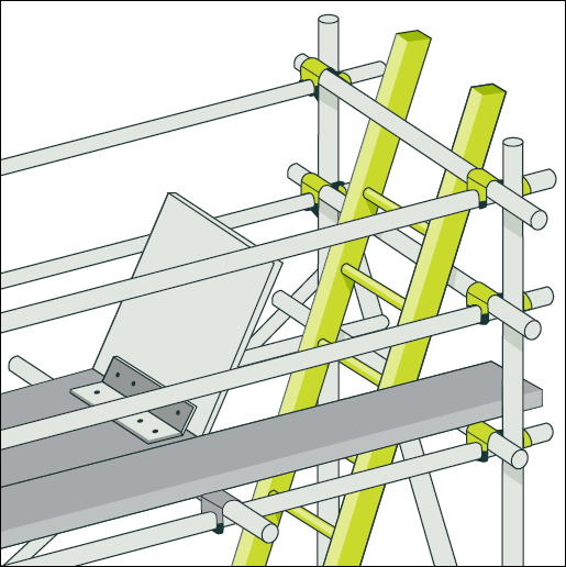 [Image] Open ladder hatch door on work platform showing access gap and ladder