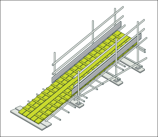 [Image] View looking down on a typical barrow ramp built using tube and coupler scaffold